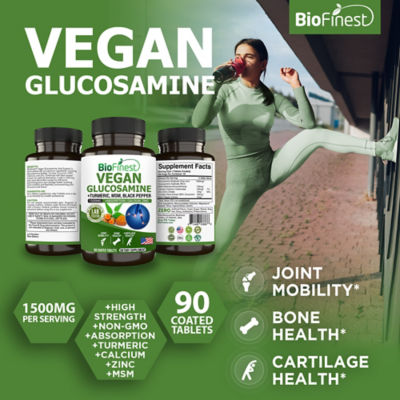 Biofinest 純素葡萄糖胺關節支持活動能力 MSM 鈣薑黃補充劑（90 片包衣片） 3