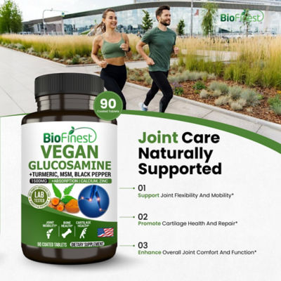 Biofinest 純素葡萄糖胺關節支持活動能力 MSM 鈣薑黃補充劑（90 片包衣片） 5