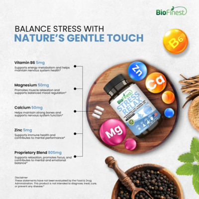 Biofinest 舒緩壓力補充品（90粒素食膠囊） 7