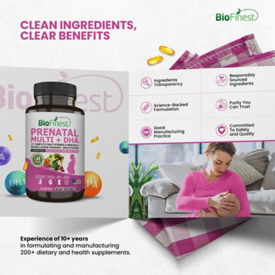 Biofinest Prenatal Omega DHA EPA Multivitamin Folic Acid Iron (120 Softgels) 9