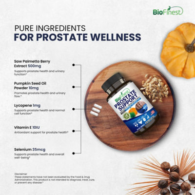 Biofinest 前列腺膀胱支持男士補充劑（120粒素食膠囊） 7