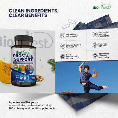 Biofinest 前列腺膀胱支持男士補充劑（120粒素食膠囊） 9