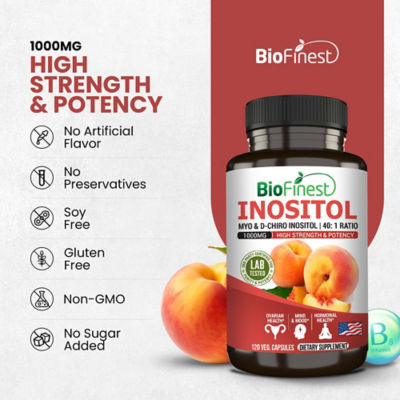Biofinest 肌醇 1000 毫克補充劑（120 粒素食膠囊） 8