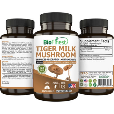 Biofinest Tiger Milk Mushroom Supplement (90 Veg. Capsules) 2