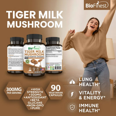 Biofinest Tiger Milk Mushroom Supplement (90 Veg. Capsules) 3