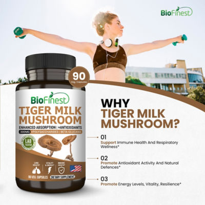 Biofinest Tiger Milk Mushroom Supplement (90 Veg. Capsules) 6