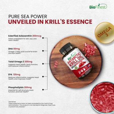 Biofinest Antarctic Krill Oil 1000mg Supplement (120 Softgels) 7