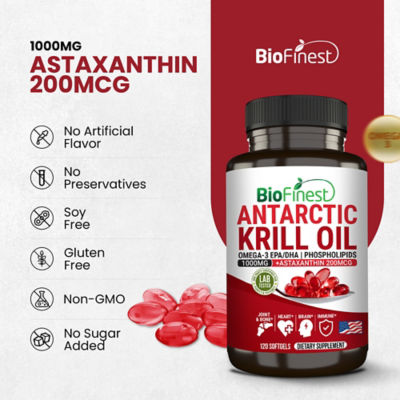 Biofinest Antarctic Krill Oil 1000mg Supplement (120 Softgels) 8