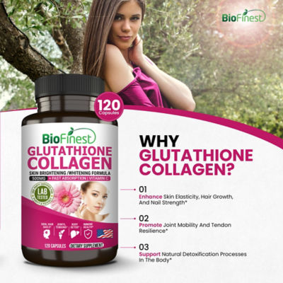 Buy Biofinest L Glutathione Collagen 500mg Supplement (120 Capsules) Online  in Singapore | iShopChangi