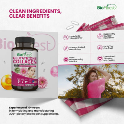 Buy Biofinest L Glutathione Collagen 500mg Supplement (120 Capsules) Online  in Singapore | iShopChangi
