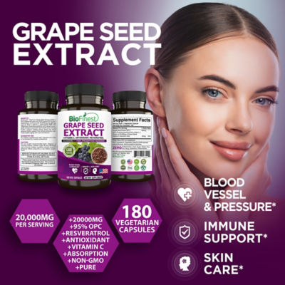 Biofinest 葡萄籽萃取物 20000 毫克補充劑（180 粒素食膠囊） 3