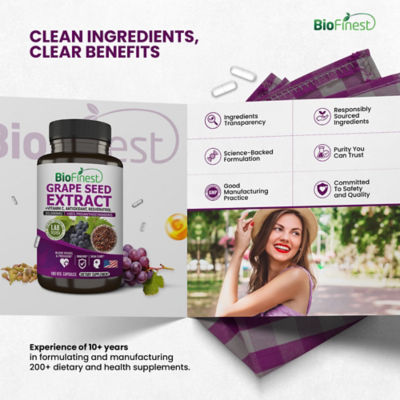 Biofinest 葡萄籽萃取物 20000 毫克補充劑（180 粒素食膠囊） 9