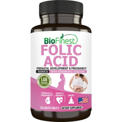 Buy Biofinest Folic Acid 800mcg Supplement (120 Coated Tablets) Online ...