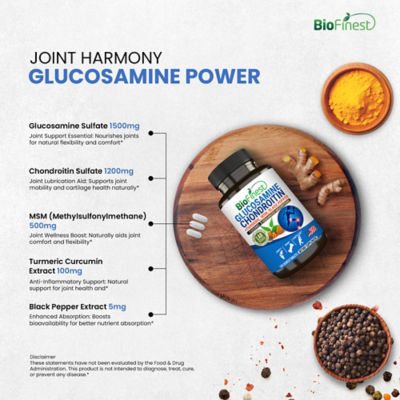 Biofinest 葡萄糖胺軟骨素薑黃關節補充劑（120片包衣片） 7