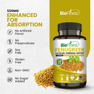 Biofinest 胡蘆巴籽 1220 毫克補充劑（180 粒素食膠囊） 8