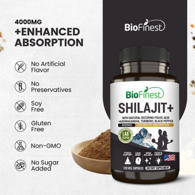 Biofinest Shilajit+ 4000mg 補充品（120 粒素食膠囊） 8