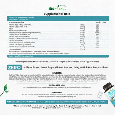 Biofinest 祛痘潔膚補充品（120粒素食膠囊） 4
