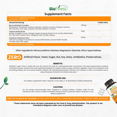 Biofinest Super Fruits Antioxidant Energy Hydration Immune Supplement (90 Veg. Capsules) 4