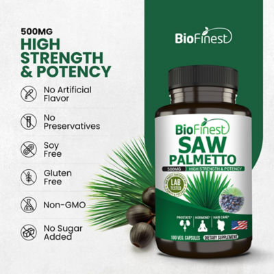 Biofinest 鋸棕櫚萃取物500毫克補充劑（100粒素食膠囊） 8