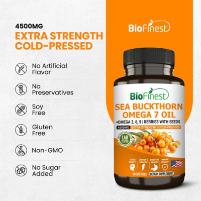 Biofinest 沙棘 Omega 7 油 4500mg 補充劑（90 粒軟膠囊） 8