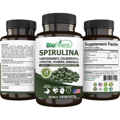 Biofinest 螺旋藻 3000 毫克補充劑（500片） 2