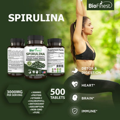 Biofinest 螺旋藻 3000 毫克補充劑（500片） 3