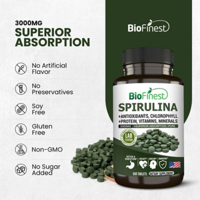 Biofinest 螺旋藻 3000 毫克補充劑（500片） 8