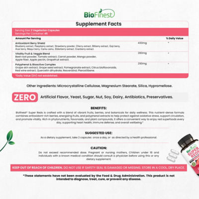 Biofinest 超級紅血球抗氧化心臟健康能量免疫補充品（90粒素食膠囊） 4
