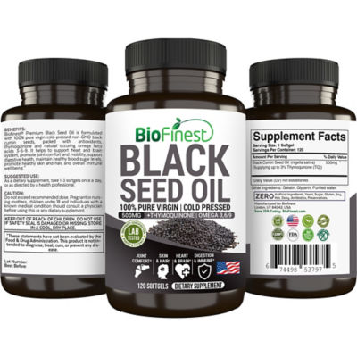Biofinest Black Seed Oil 500mg Supplement (120 Softgels) 2