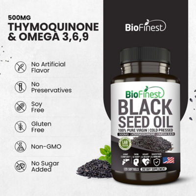 Biofinest Black Seed Oil 500mg Supplement (120 Softgels) 8