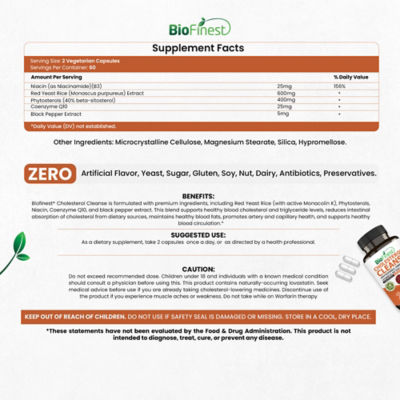 Biofinest Cholesterol Cleanse Supplement (120 Veg. Capsules) 4