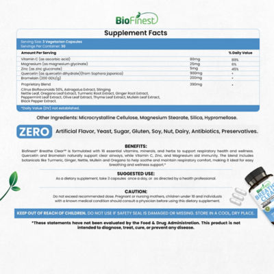 Biofinest 呼吸清澈补充剂 (90粒素食胶囊） 4