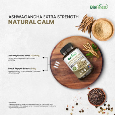 Biofinest 南非醉茄根萃取物 3000 毫克有機補充劑（120 粒素食膠囊） 7