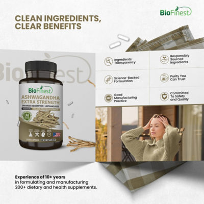 Biofinest 南非醉茄根萃取物 3000 毫克有機補充劑（120 粒素食膠囊） 9