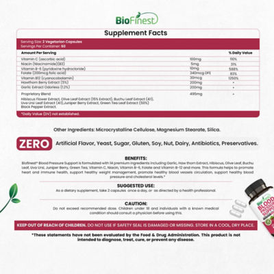 Biofinest 血壓支持補充劑（120粒素食膠囊） 4
