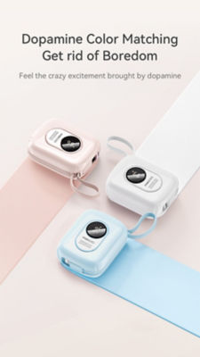 Recci 10000mAh Sugar Bean 3C Power Bank 22.5W Built-In USB C and Lightning Cable RPB-P79 6