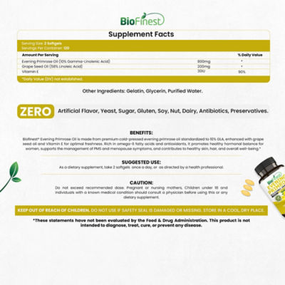Biofinest 月見草油 1000 毫克補充劑（240 粒軟膠囊） 4