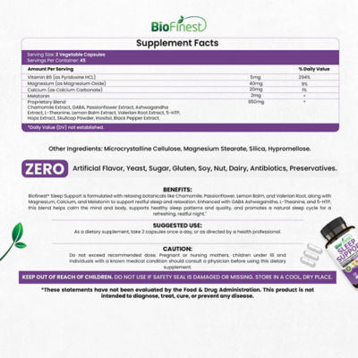 Biofinest 睡眠支持補充品（90 粒素食膠囊） 4