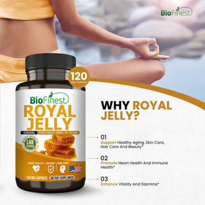 Biofinest 蜂王乳 - 高 10-DHA 補充品（120 粒素食膠囊） 6