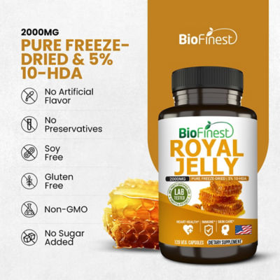 Biofinest 蜂王乳 - 高 10-DHA 補充品（120 粒素食膠囊） 8