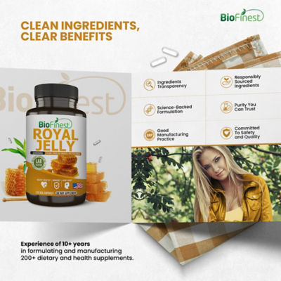 Biofinest 蜂王乳 - 高 10-DHA 補充品（120 粒素食膠囊） 9
