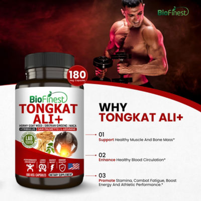 Biofinest 東革阿里 500 毫克瑪卡人蒺藜男士補充劑（180 粒素食膠囊） 6