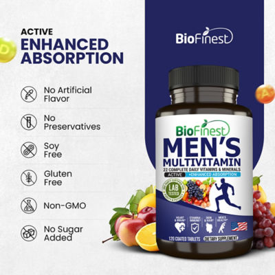 Biofinest 男士複合維生素補充劑 A B C E D K 鈣（120 片包衣片） 8