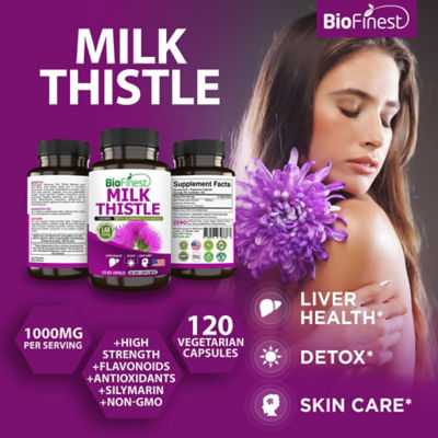 Biofinest 水飛薊萃取物 1000 毫克補充劑（120 粒素食膠囊） 3