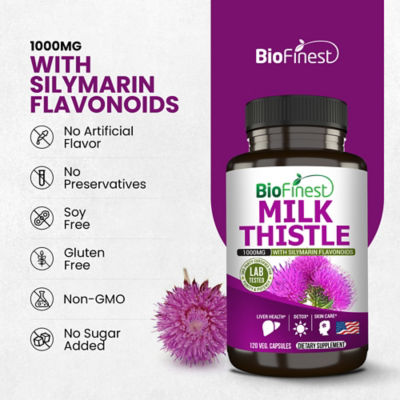 Biofinest 水飛薊萃取物 1000 毫克補充劑（120 粒素食膠囊） 8
