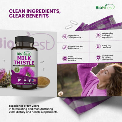 Biofinest 水飛薊萃取物 1000 毫克補充劑（120 粒素食膠囊） 9