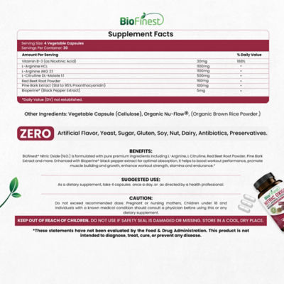 Biofinest N.O. 一氧化氮補充劑（120粒膠囊） 4