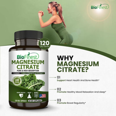 Biofinest Magnesium Citrate Supplement (120 Veg. Capsules) 6