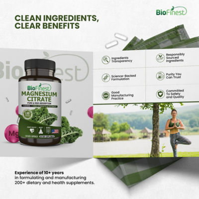 Biofinest Magnesium Citrate Supplement (120 Veg. Capsules) 9