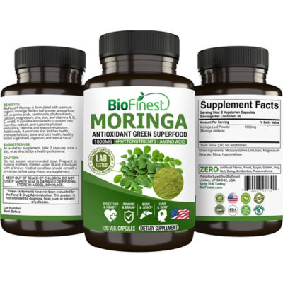 Biofinest 辣木葉1000毫克補充劑（120粒素食膠囊） 2